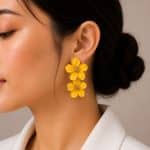 گوشواره خمیری گل زرد زنانه کد ER-CF-004