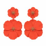 گوشواره آویز گل فلورا نارنجی کد FLORA-701-OR