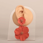 گوشواره آویز گل فلورا نارنجی کد FLORA-701-OR - تصویر 3