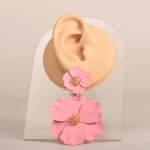 گوشواره آویز گل فلورا صورتی کد FLORA-701-PK - تصویر 3