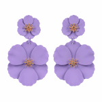 گوشواره آویز گل فلورا بنفش کد FLORA-701-PR