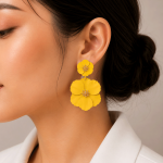 گوشواره آویز گل فلورا زرد کد FLORA-701-YL - تصویر 2