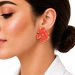 گوشواره آبرنگی گل استیل کد GAB-001