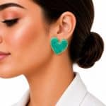 گوشواره آبرنگی قلب استیل سبز کد GAB-005