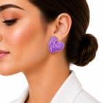 گوشواره آبرنگی قلب استیل بنفش GAB-007