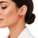 گوشواره آبرنگی قلب قرمز استیل کد GAB-008