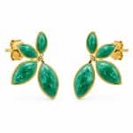 گوشواره آبرنگی گل استیل سبز کد GAB-009 - تصویر 2
