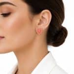 گوشواره میخی قلبی آبرنگی صورتی استیل کد GAB-010