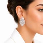 گوشواره مجلسی استیل فول نگین زنانه کد GMJ-001