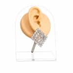گوشواره مجلسی استیل فول نگین طرح لوزی کد GMJ-003 - تصویر 3
