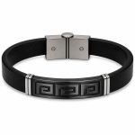دستبند چرم مردانه ورساچه مشکی LB-1013