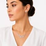 نیم ست طرح گل زنانه استیل نگین‌دار کد NS-HRT-SL-008 - تصویر 2