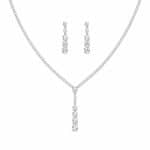 نیم ست مجلسی فول نگین سیلور مدل آویز اشکی کد NS-MJ-002