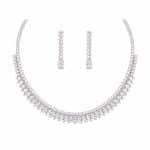 نیم ست مجلسی فول نگین سیلور مدل اشکی کد NS-MJ-012