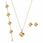 ست سه تکه ونکلیف طرح طلا مدل Four Leaf Gold کد SG-VCL-301