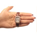 ساعت زنانه بند چرم قهوه ای نگین دار SW-LD-002 - تصویر 3