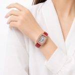 ساعت زنانه بند چرم قرمز نگین دار SW-LD-004 - تصویر 2