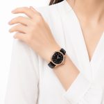 ساعت زنانه بند چرم مشکی صفحه مشکی رزگلد SW-LD-008 - تصویر 2