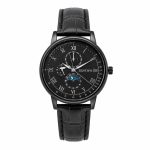 ساعت مردانه بند چرم مشکی صفحه مشکی SW-LD-011
