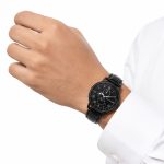 ساعت مردانه بند چرم مشکی صفحه مشکی SW-LD-011 - تصویر 2