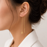 گوشواره بخیه‌ای زنانه مدل خورشید طلایی THR-1000