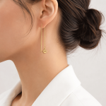 گوشواره بخیه‌ای زنانه مدل چشم نظر طلایی THR-1001