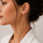 گوشواره بخیه‌ای زنانه مدل شنل طلایی THR-1006