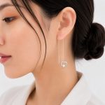 گوشواره بخیه‌ای زنانه طرح قلب نقره‌ای THR-1012
