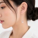 گوشواره بخیه‌ای زنانه مرواریدی نقره‌ای THR-1017
