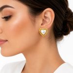 گوشواره مرواریدی قلب زارا طلایی ZG-116