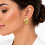 گوشواره زارا طلایی مدل ماربل ZG-109