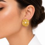 گوشواره مرواریدی زارا طلایی مدل سان‌پرل ZG-117