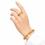 بنگل و انگشتر بازشو طرح طلا مدل کندویی کد BGR-004 - تصویر 2