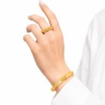 بنگل و انگشتر بازشو طرح طلا مدل بامبو کد BGR-005 - تصویر 2