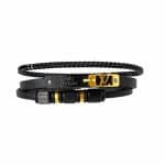 دستبند چرم مردانه طرح لویی ویتون (Louis Vuitton) مشکی طلایی LB-1020
