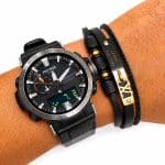 دستبند چرم مردانه طرح لویی ویتون (Louis Vuitton) مشکی طلایی LB-1020 - تصویر 2