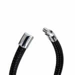 دستبند چرم مردانه طرح مونت بلانک (Montblanc) مشکی نقرهای کد LB-1023 - تصویر 3