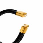 دستبند چرم مردانه 3 لاین طرح کارتیر (Cartier) مشکی طلایی کد LB-1026 - تصویر 3