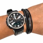دستبند چرم مردانه 3 لاین طرح رولکس (Rolex) تمام مشکی کد LB-1028 - تصویر 2