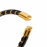 دستبند چرم مردانه 4 لاین طرح کارتیر (Cartier) مشکی طلایی کد LB-1031 - تصویر 3