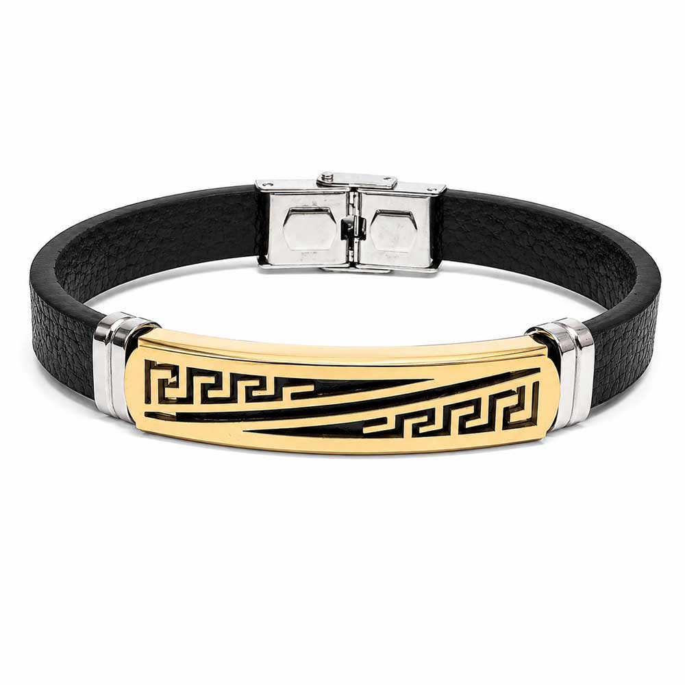 LB-1032a دستبند چرم مردانه مدل ورساچه طلایی کد LB-1032 - تصویر 1