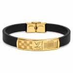 دستبند چرم مردانه مدل لویی ویتون (Louis Vuitton) طلایی کد LB-1043