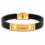 دستبند چرم مردانه مدل کارتیر (Cartier) طلایی کد LB-1045