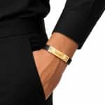 دستبند چرم مردانه مدل کارتیر (Cartier) طلایی کد LB-1045 - تصویر 2