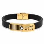 دستبند چرم مردانه مدل مونت بلانک (Montblanc) طلایی کد LB-1046