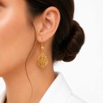 گوشواره آویز طرح طلا مدل لوزی فیلیگری کد TP-ER-008 - تصویر 2