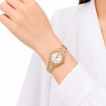 ساعت زنانه طلایی نگین دار SOUIKOU صفحه سفید کد WT-STL-319 - تصویر 2