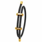 دستبند بافت استیل اسپرت فری سایز مشکی طوسی کد DS-WR-009