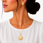 نیم ست زنانه رنگ ثابت و ضد حساسیت طرح خورشید طلایی کد NS-ST-001 - تصویر 2