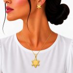 نیم ست زنانه رنگ ثابت و ضد حساسیت طرح دانه برف طلایی کد NS-ST-006 - تصویر 2